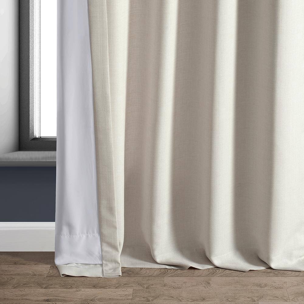 Parchment Cream Faux Linen Room Darkening Curtains 50" x 108"