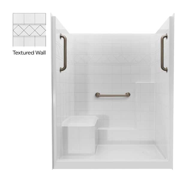 Liberty 60 in. x 36 in. x 77 in. AcrylX 1-Piece Shower Kit with Shower Wall and Shower Pan in White, 3 Loose Grab Bars