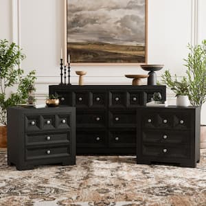 Furniture of America Fairhart 3-Piece Modern Black 2-Drawer 26 in. W Set of  2 Nightstands and Dresser IDF-7415BK-2NSD - The Home Depot