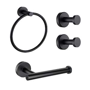 4 -Piece Bath Hardware Set with Mounting Hardware in Stainless Steel Matte Black