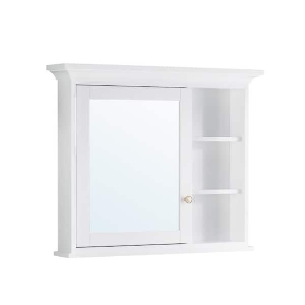 ANGELES HOME 36 in. W x 30 in. H Rectangular Solid Wood Frame Bathroom Medicine Cabinet with Mirror