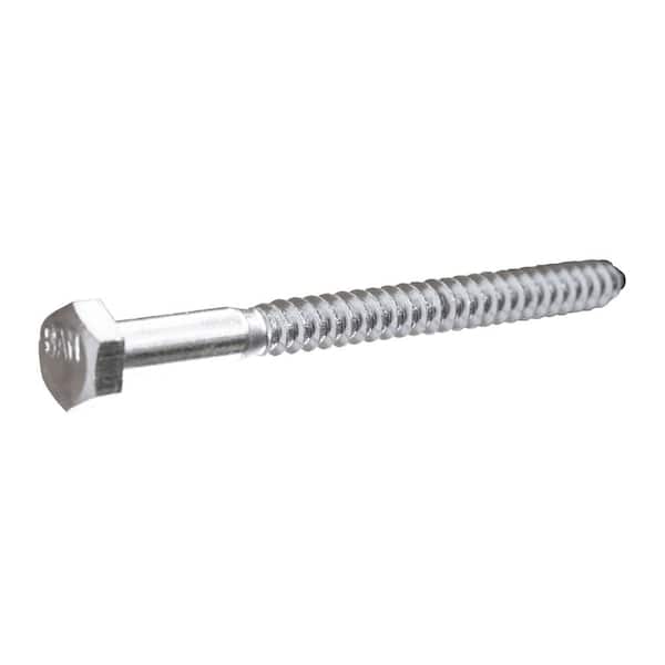 5/16 in. x 4 in. Hex Head Hex Drive Zinc Plated Lag Screw (50-Pack)