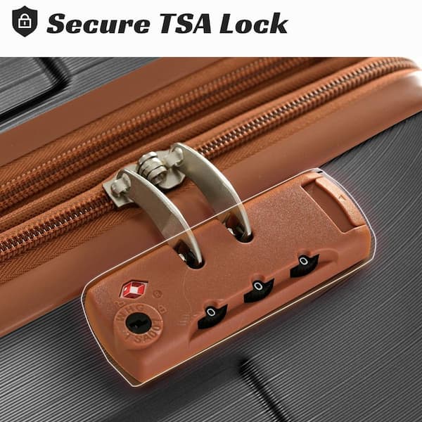 LIVACA 6-Piece Black Brown Expandable Lightweight ABS Plastic