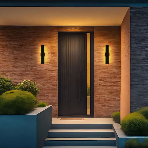 24 in. Black Outdoor Hardwired Wall Sconce with Integrated LED
