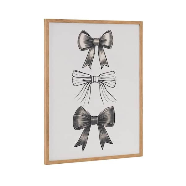 Kate and Laurel Gallery Coquette Preppy Retro Girly Black Bows by The Creative Bunch Studio Natural Framed Art Print 16 in. x 20 in.