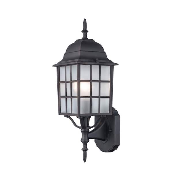 Bel Air Lighting San Gabriel 1-Light Rust Coach Outdoor Wall Light Fixture with Frosted Glass