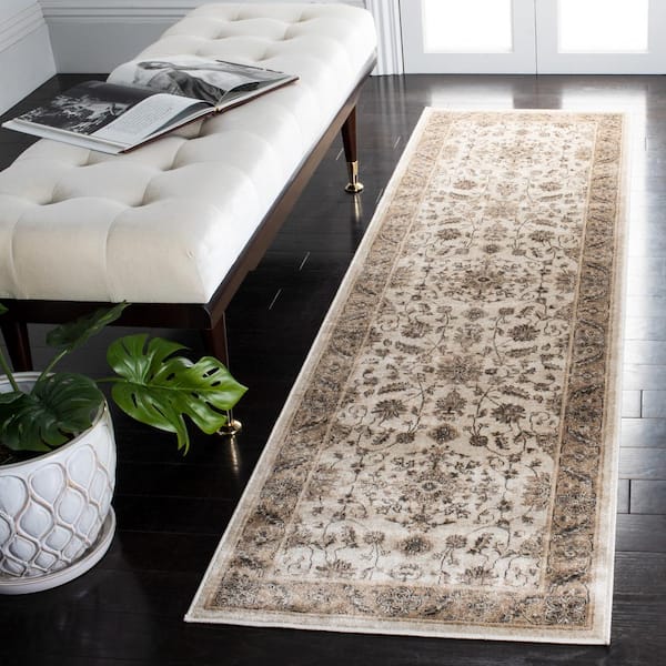 Vintage Stone/Mouse 2 ft. x 12 ft. Border Runner Rug