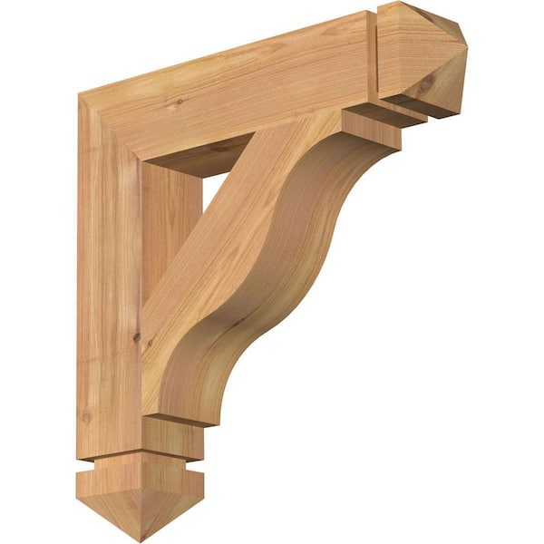 Ekena Millwork 3.5 in. x 18 in. x 18 in. Western Red Cedar Funston Arts and Crafts Smooth Bracket