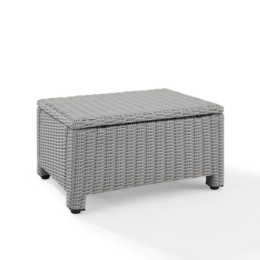 Bradenton Versatile Gray Wicker Outdoor Ottoman with Sunbrella Cushion
