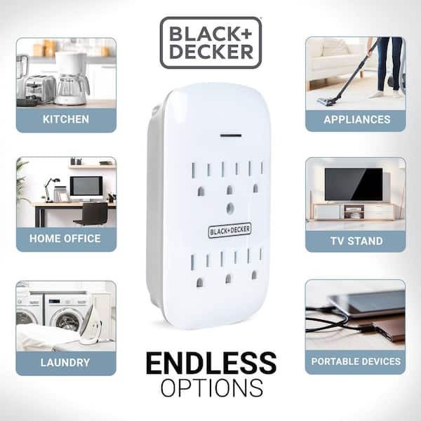 BLACK+DECKER Outdoor Wireless Outlet w/ Remote Grounded Outlets Photocell  Sensor