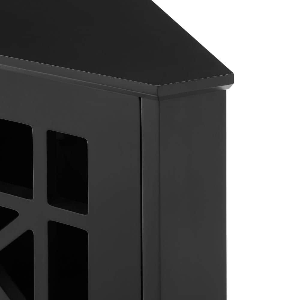 Black MDF Corner Accent Cabinet with Adjustable Shelving