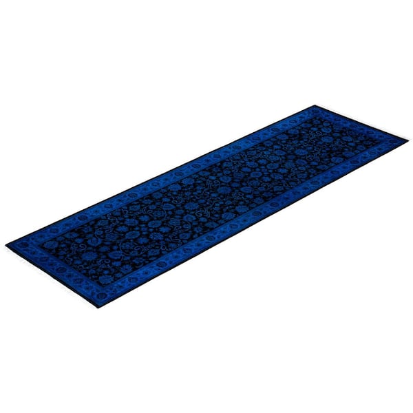 Overdyed Blue 2 ft. 7 in. x 8 ft. 7 in. Wool Indoor Area Rug
