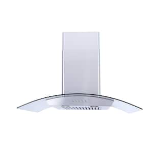36 in. 535 CFM Residential Wall Range Hood with LED Lights in Stainless Steel and Tempered Glass Canopy