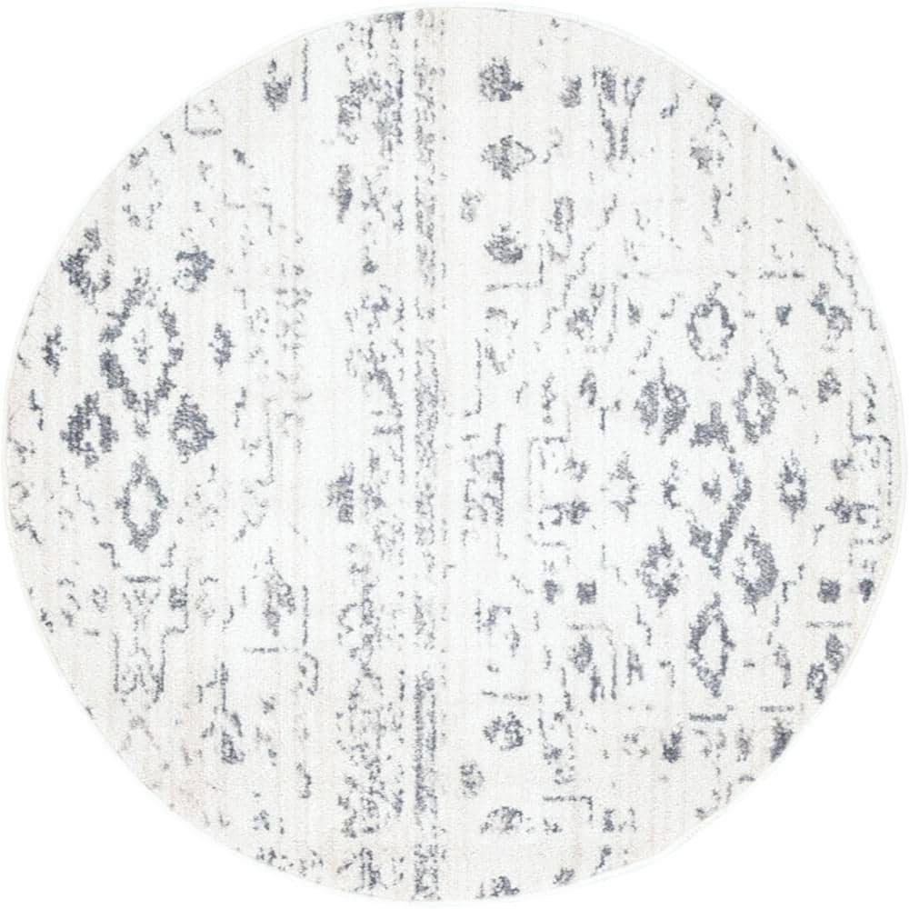 Unique Loom Basilica Malasana Ivory 3 ft. 3 in. x 3 ft. 3 in. Round Rug