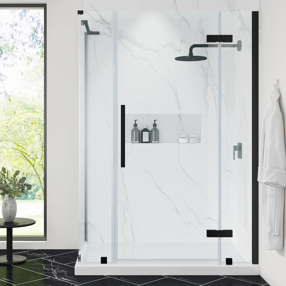 Ove Decors Larissa 48 in. 6 mm Silk Screen Shower Door in Black