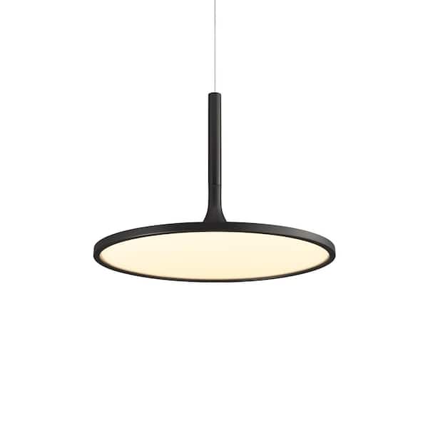 VONN Lighting Salm 17 in. 35-Watt Black ETL Certified Integrated LED Lighting Height Adjustable Pendant Modern Disc LED Chandelier