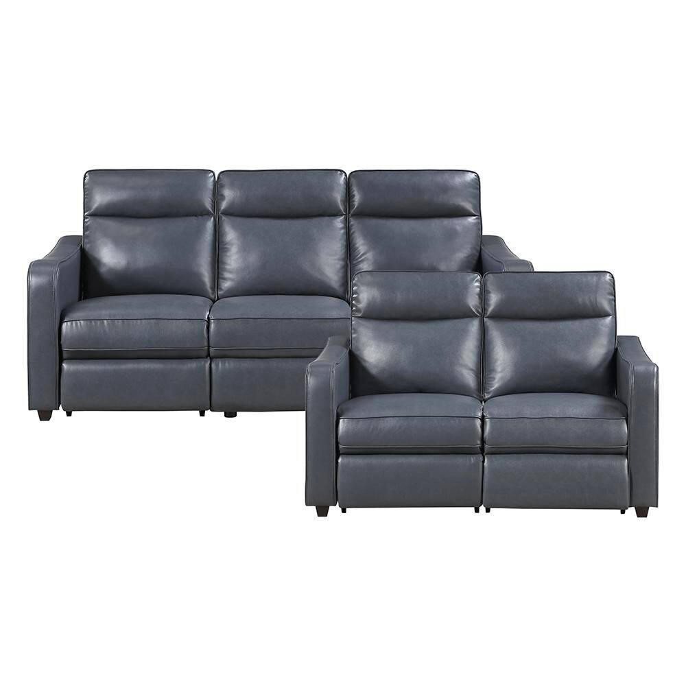 Lazzara Nivaro 84 in. W Curved Track Arms Faux Leather Rectangle 2