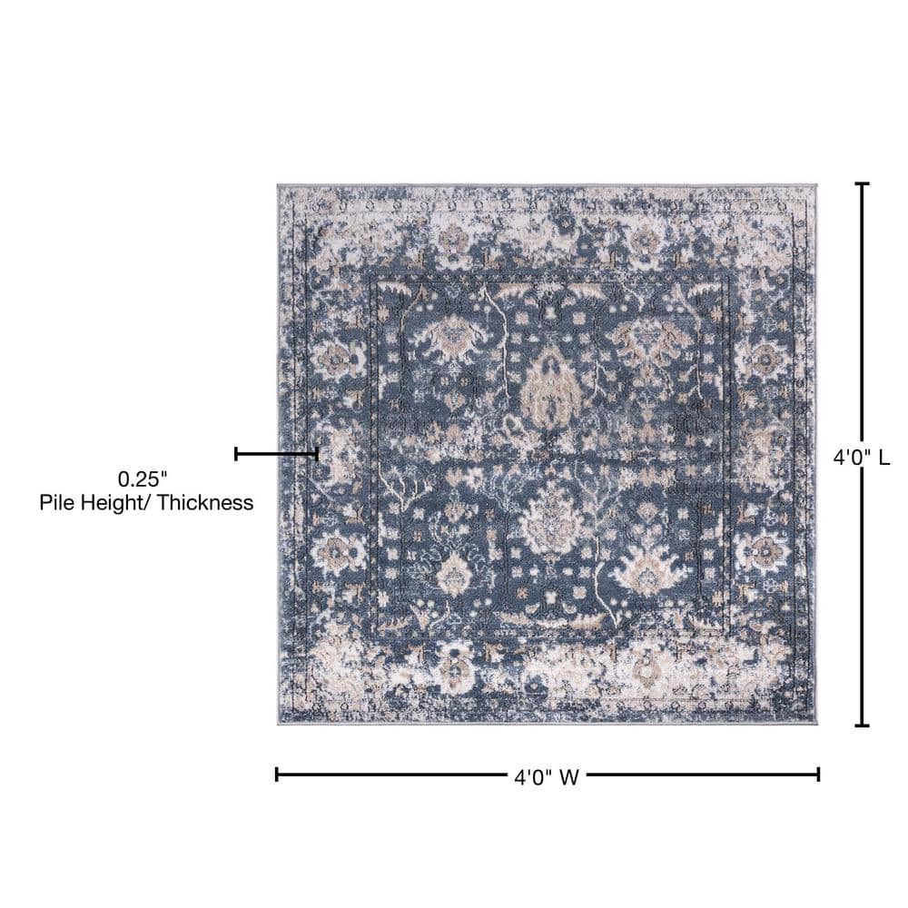 Blue Square Easy Care Stain-Resistant Area Rug