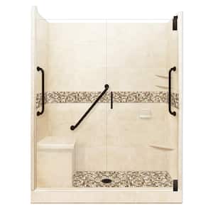 Roma Freedom Grand Hinged 32 in. x 60 in. x 80 in. Center Drain Alcove Shower Kit in Desert Sand and Old Bronze Hardware