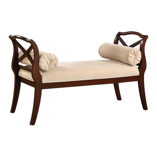 William's Home Furnishing Philipsberg Dark Cherry Dining Bench with Upholstered Seat 52 in. W