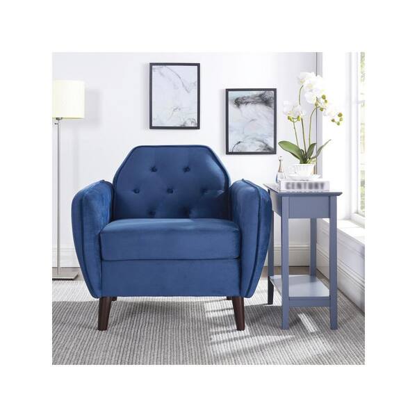 MAYKOOSH Tufted Velvet Accent Chair Comfy Mid-Century Modern Arm Sofa Chair  for Bedrooms, Living Room, Blue 53877MK - The Home Depot