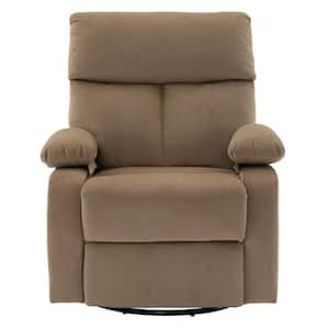 29 in. W Brown Velvet Swivel Rocking Recliner