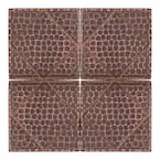 4 in. x 4 in. Hammered Copper Decorative Wall Tile with Diamond Design in Oil Rubbed Bronze (4-Pack)
