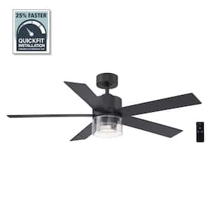 Crysalis 52 in. Indoor Matte Black Ceiling Fan with Bubble Glass with Adjustable White LED with Remote Included