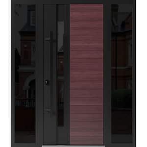 0162 60 in. x 80 in. Right-hand/Inswing 2 Sidelight Tinted Glass Red Oak Steel Prehung Front Door with Hardware