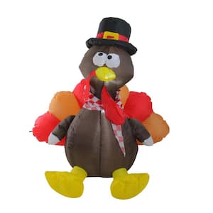 4 ft. Inflatable Lighted Thanksgiving Turkey Outdoor Decoration