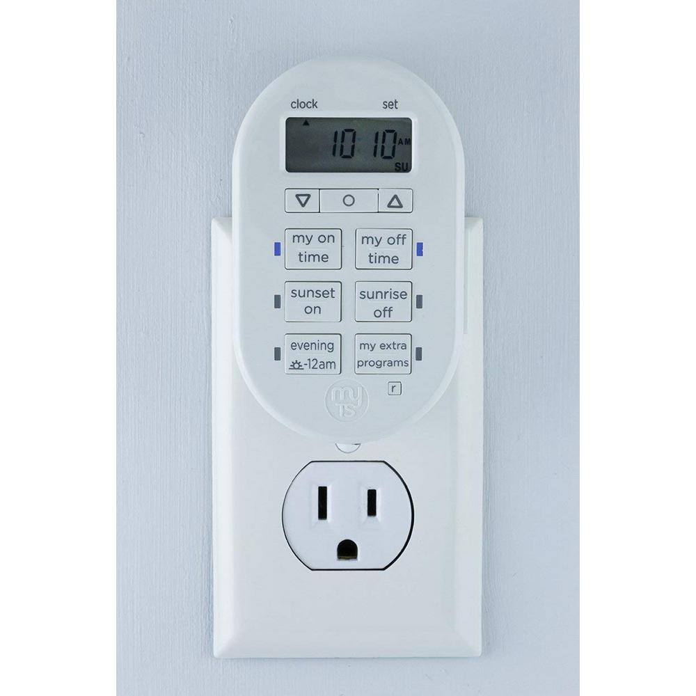 White Digital Indoor Plug-In Timer with LCD Display