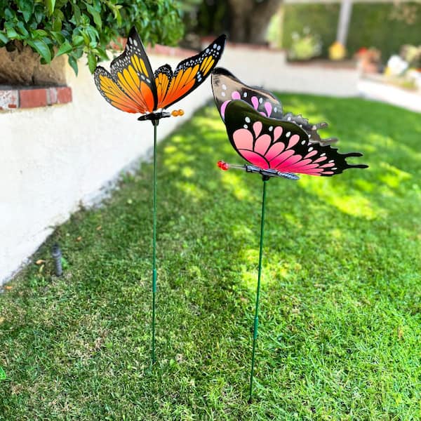 Exhart WindyWings Butterflies 2.67 ft. Multi-Color Plastic Garden