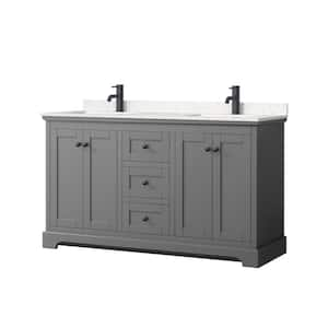 Avery 60 in. W x 22 in. D x 35 in. H Double Bath Vanity in Dark Gray with Carrara Cultured Marble Top