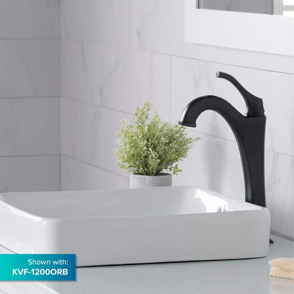 Elavo White Ceramic Square Semi-Recessed Vessel Sink, 16.25 inch