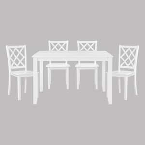 Dune 5-Piece White Finish Wood Top Dining Room Set Seats 4