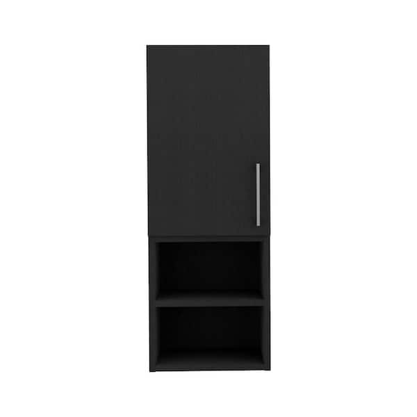 Unbranded 11.8 in. W x 31.5 in. H Rectangular Black Recessed/Surface Mount Medicine Cabinet without Mirror, Single Door