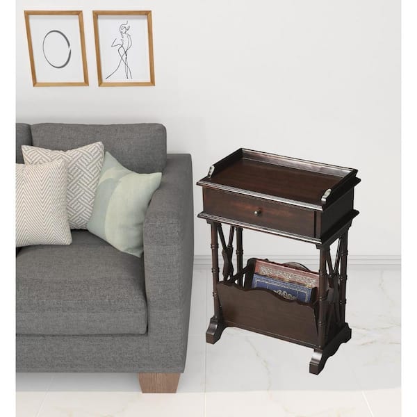 HomeRoots 15 in. Black Rectangle MDF End Table