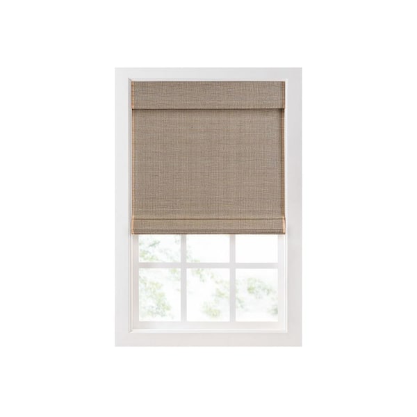 Eclipse Bamboo Natural/Black Cordless Light Filtering Bamboo Roman Shade 72 in. W x 72 in. L