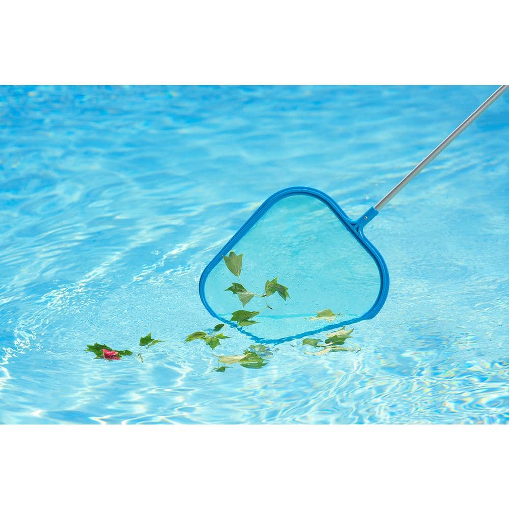 Blue Polypropylene Pool Leaf Skimmer with 4-Foot Aluminum Pole