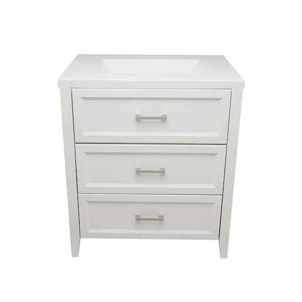 Ella Zermatt 31 in. W x 22 in. D x 36 in. H Bath Vanity in White with White Cultured Marble Top
