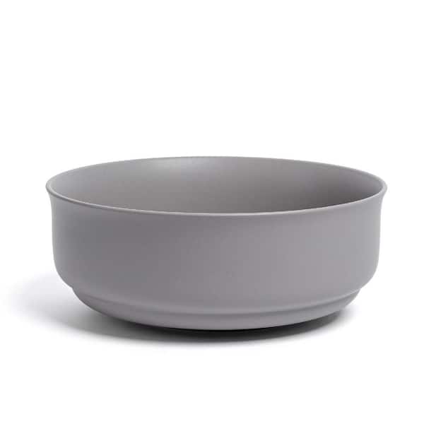 Rimmed 10 in. 102.4 fl. oz. Semi-Matte Charcoal Gray Hand-Finished Stoneware Serving Bowl