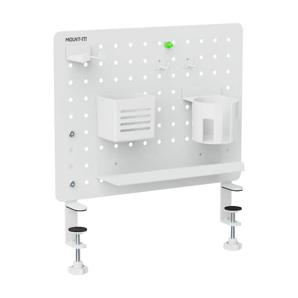 16 in. x 18 in. White Clamp-on Pegboard Organizer