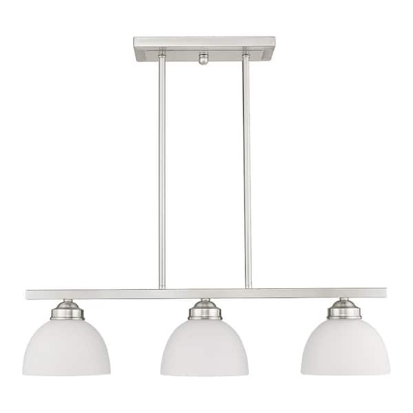 Livex Lighting Somerset Brushed Nickel Transitional Opal Glass Linear Kitchen Island Light