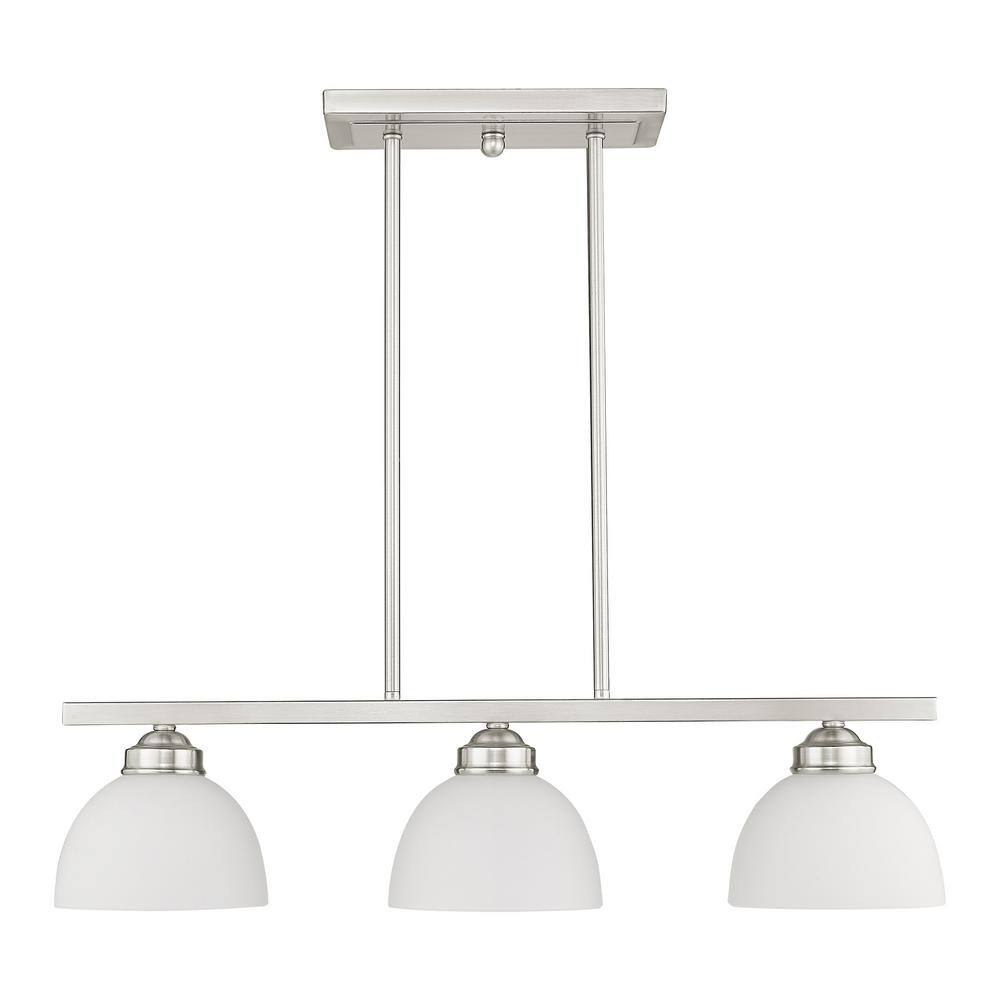 Somerset 3-Light Brushed Nickel Island Pendant with Satin Glass