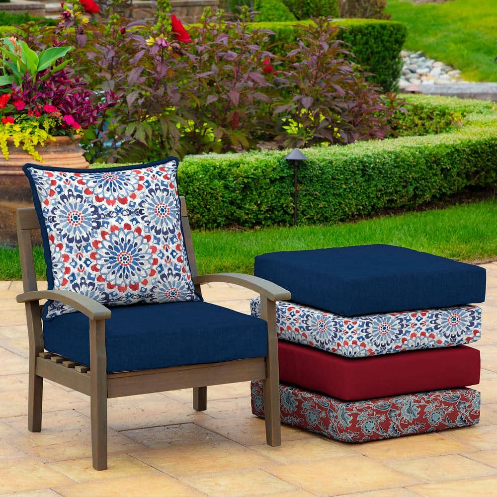 Clark Blue Outdoor Deep Seat Cushion Set with Medallion Pattern