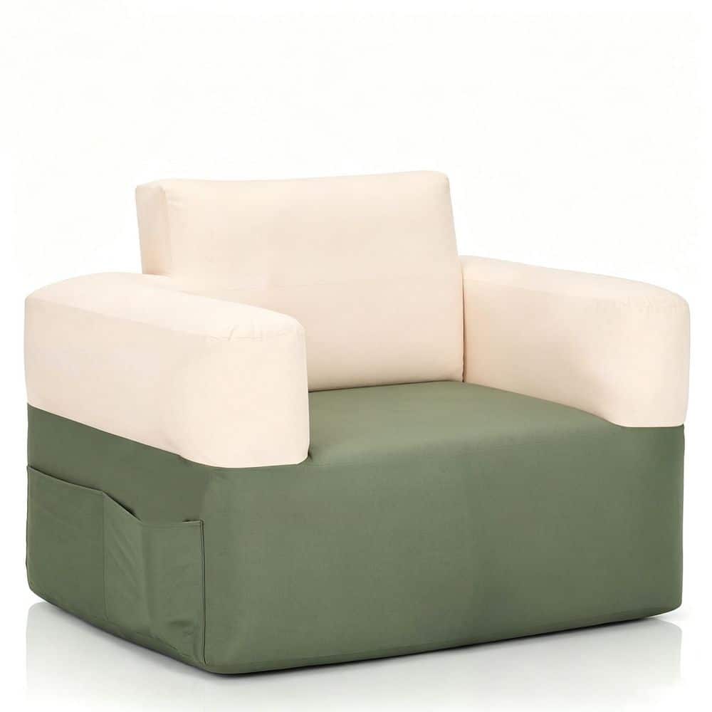 1-Person Inflatable Camping Couch with Built-in Pump LED Light and Battery Display Portable Air Sofa Inflatable Chair