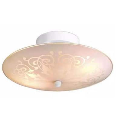 PRIVATE BRAND UNBRANDED 12 in. 2-Light White Frosted Semi-Flush Mount