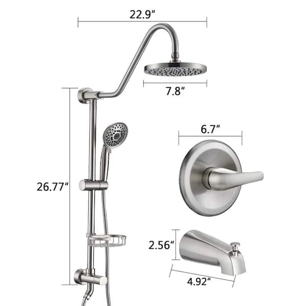 ALFI brand Brushed Nickel 4-Spray Shower Bar System