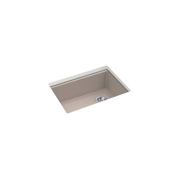 Billings Granite Composite 27 in. Undermount Single Bowl Workstation Kitchen Sink in Matte Taupe