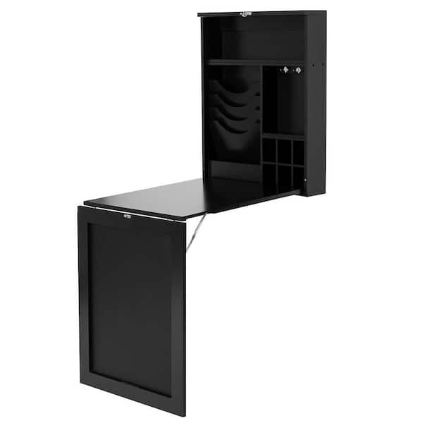 Costway 23.6 in. Black Wall Mounted Floating Table Convertible Desk